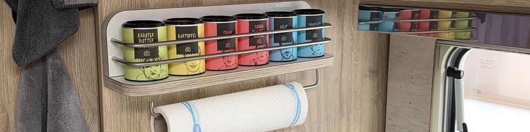 Magnetic shelves for motorhome kitchens, campers and caravans