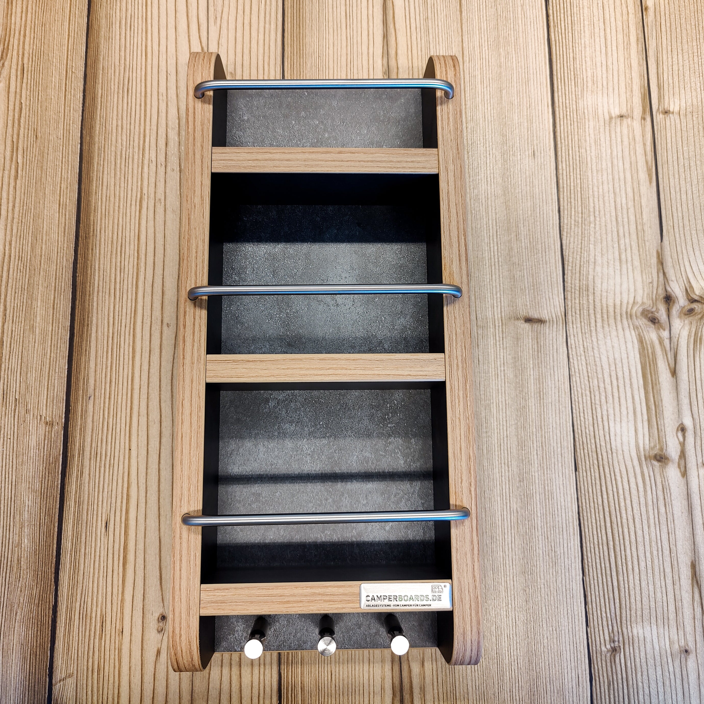 Universal motorhome wall shelf with 3M Dual Lock