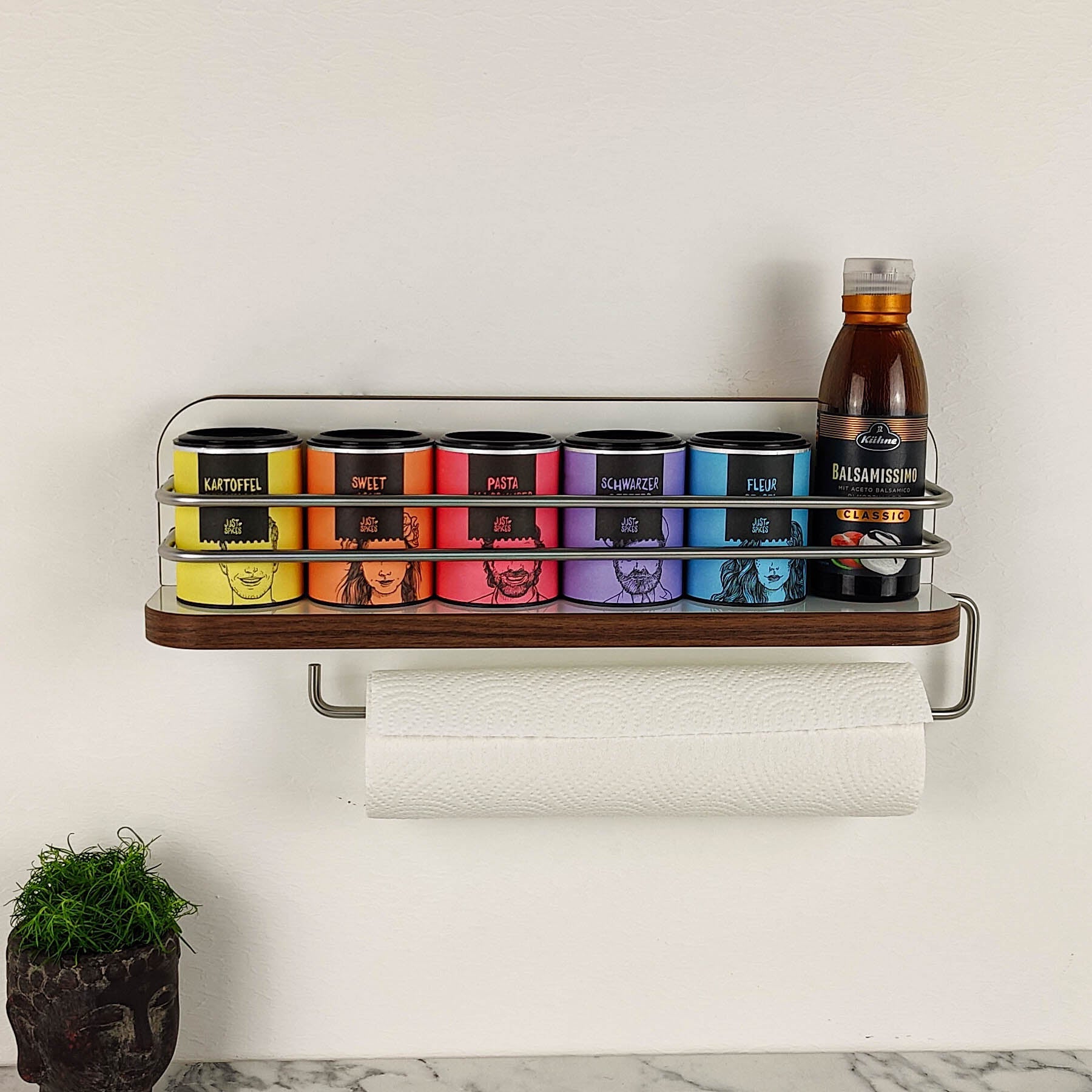 #color_high-gloss white with edge in Madison Walnut and stainless steel railing