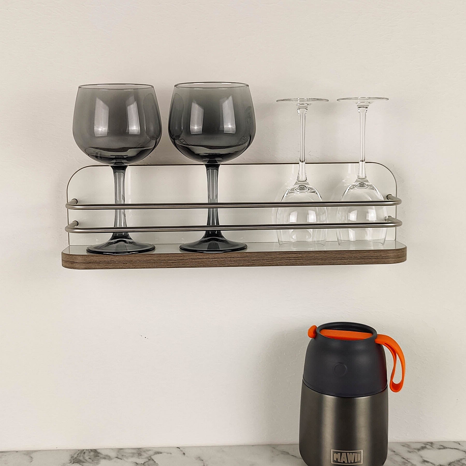 #color_high-gloss white with edge in elm truffle and stainless steel railing