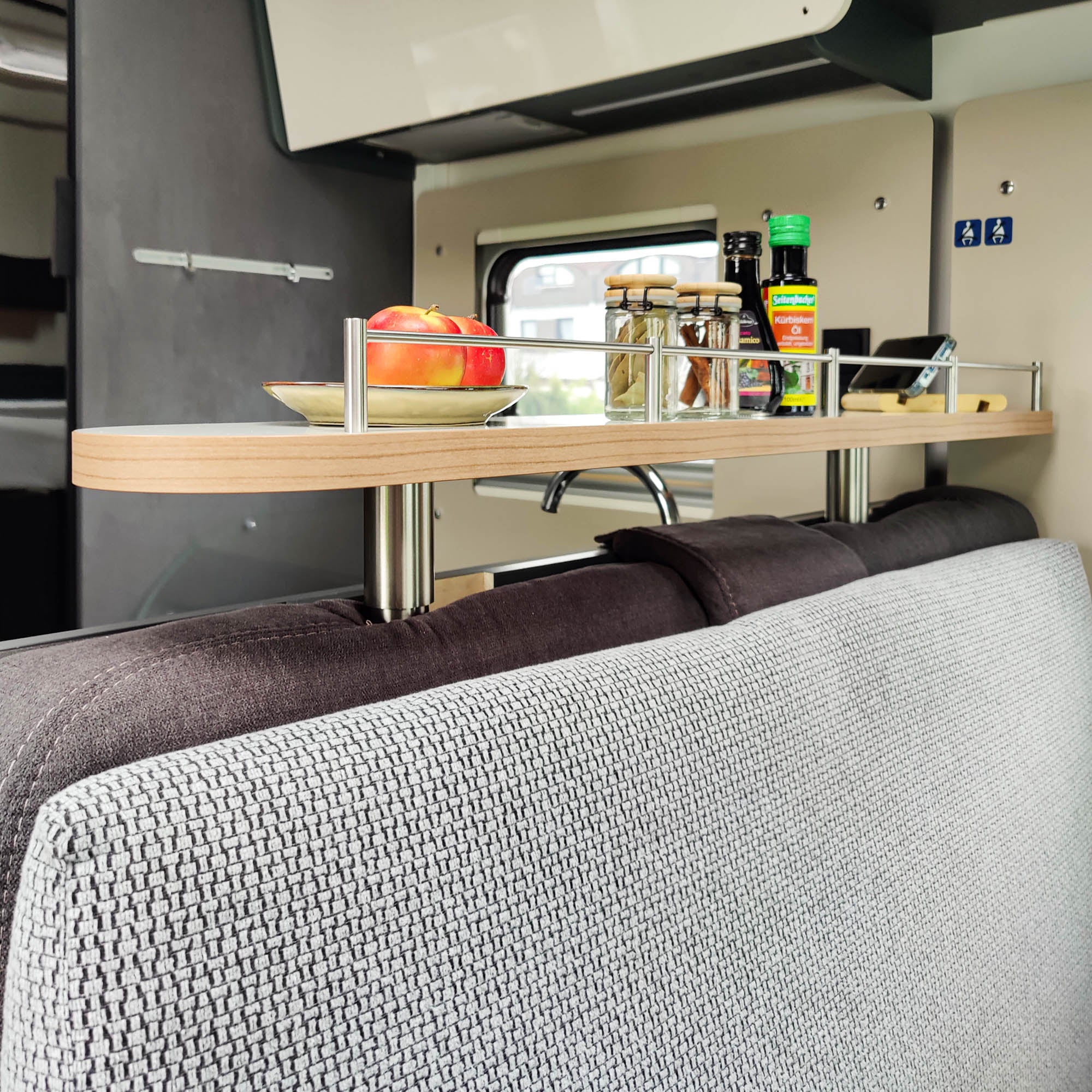 Laika storage board for motorhome kitchen