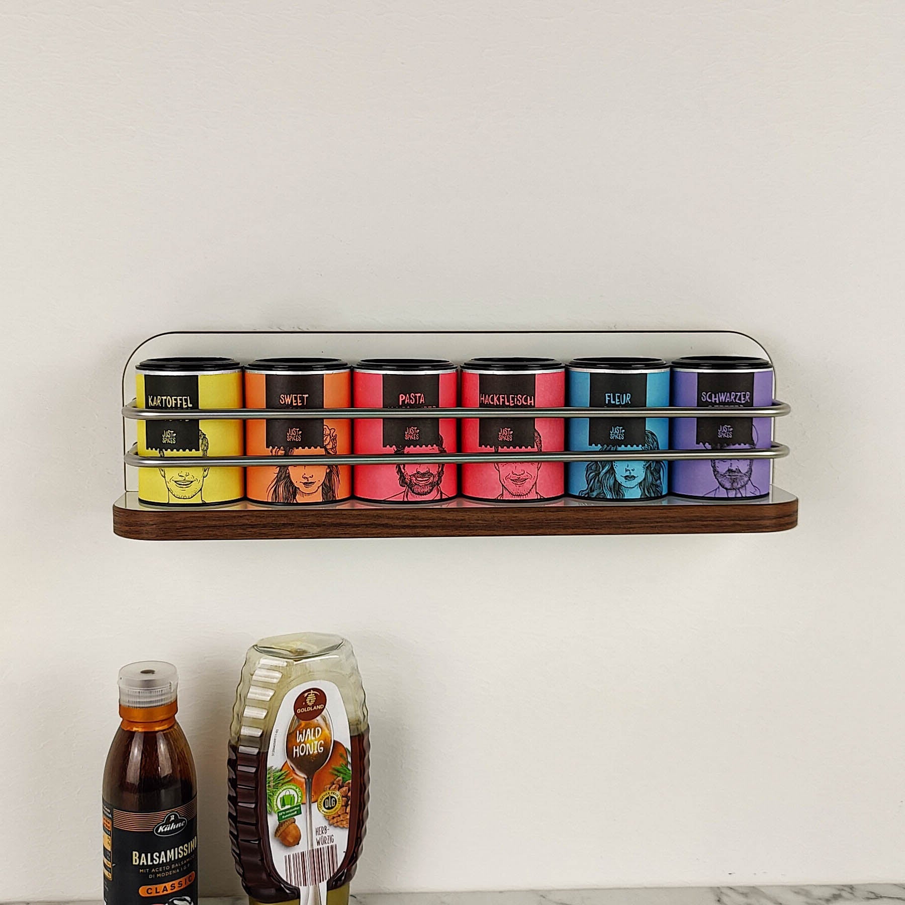 #color_high-gloss white with edge in Madison Walnut and stainless steel railing