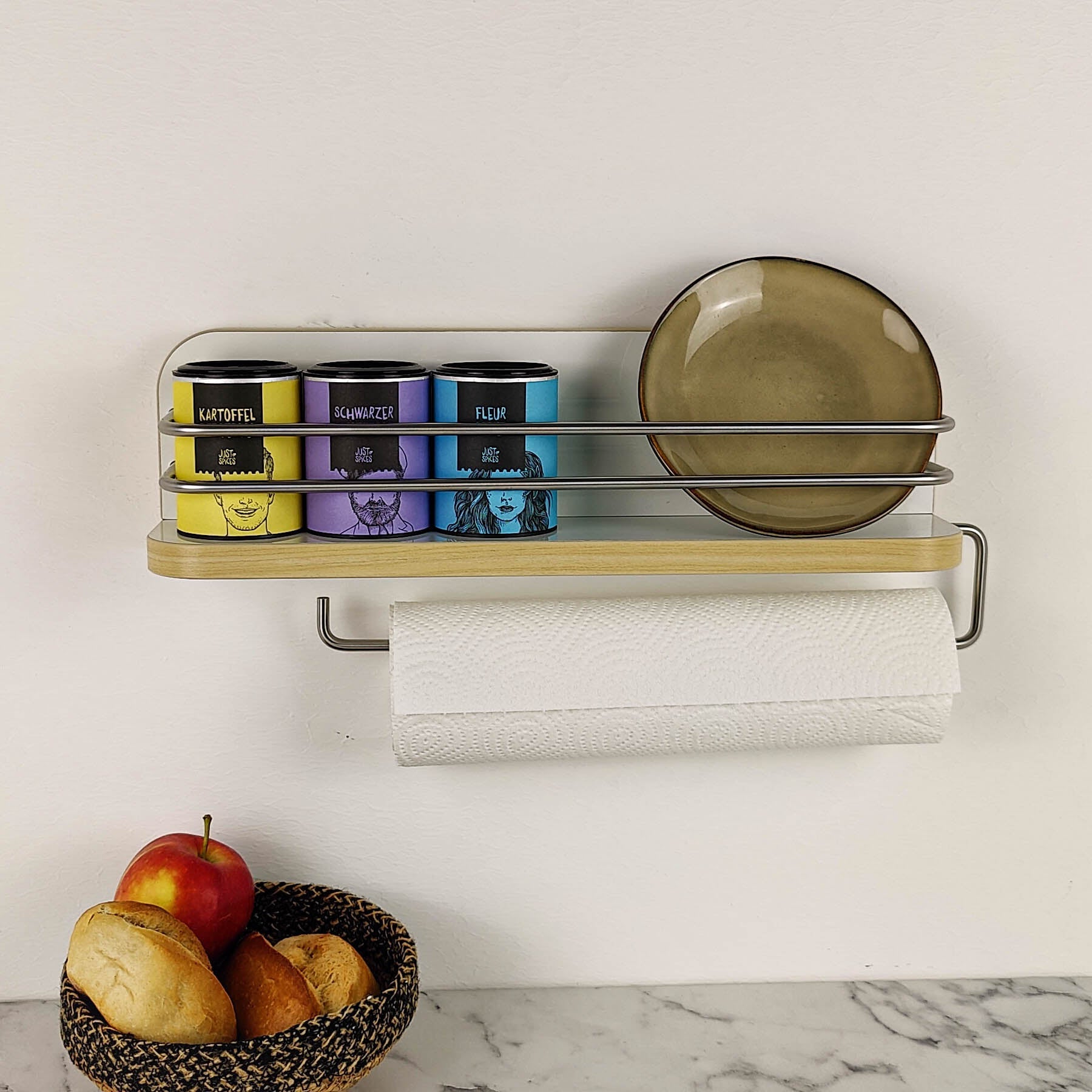 #color_high-gloss white with edge in light maple and stainless steel railing