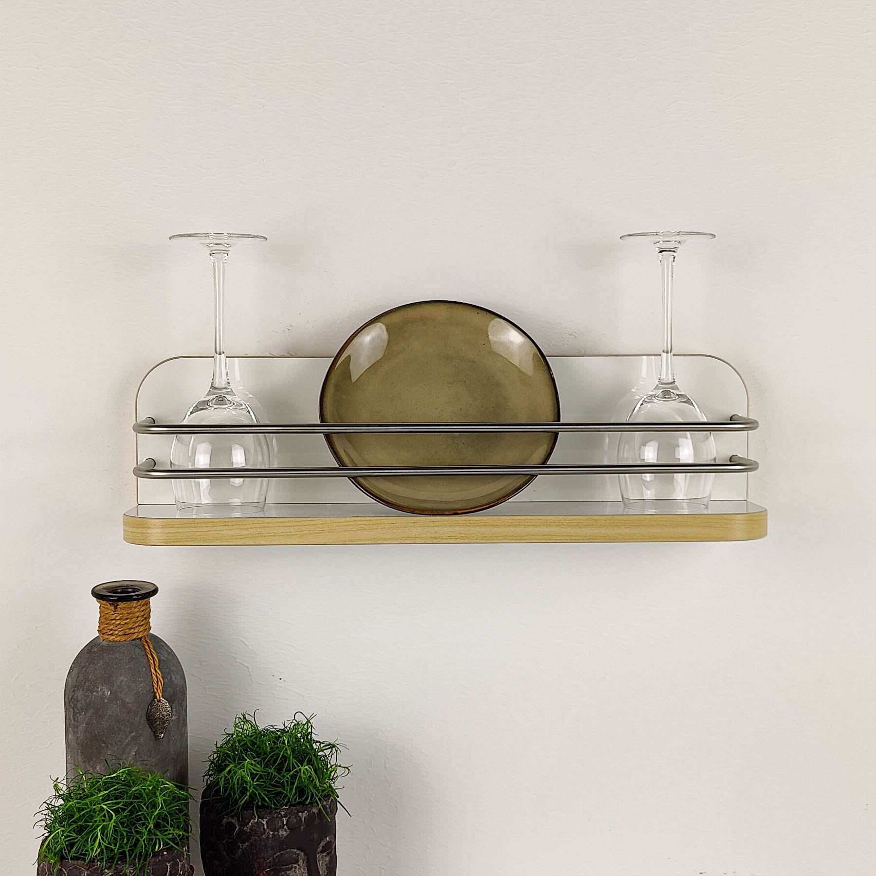 #color_high-gloss white with edge in light maple and stainless steel railing