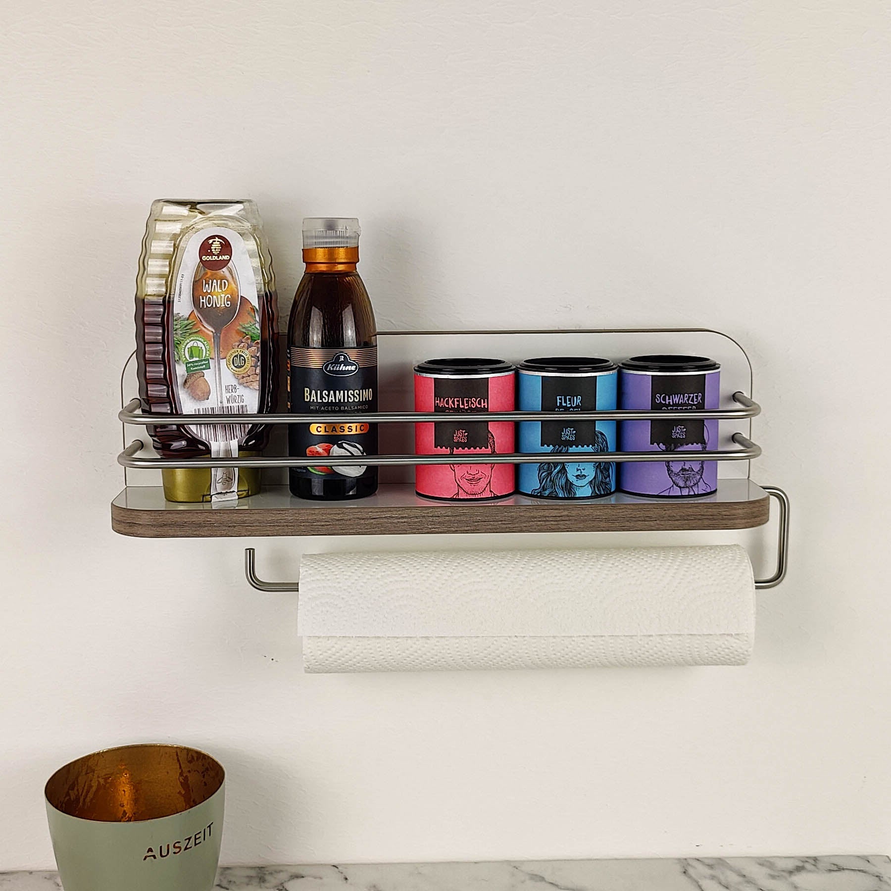 #color_high-gloss white with edge in elm truffle and stainless steel railing