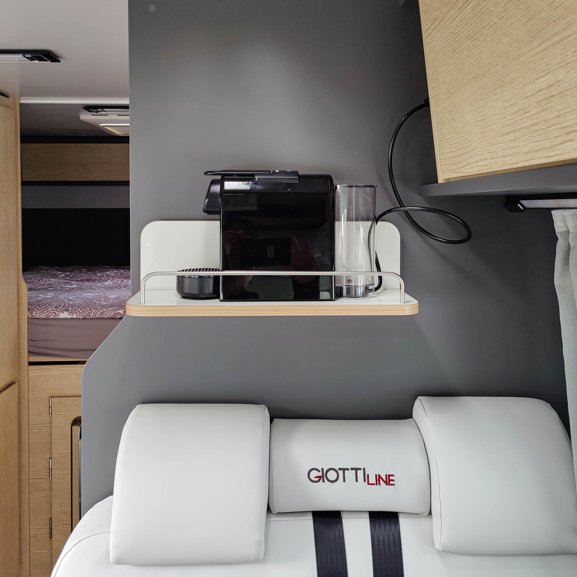 Space for the coffee machine in the camper