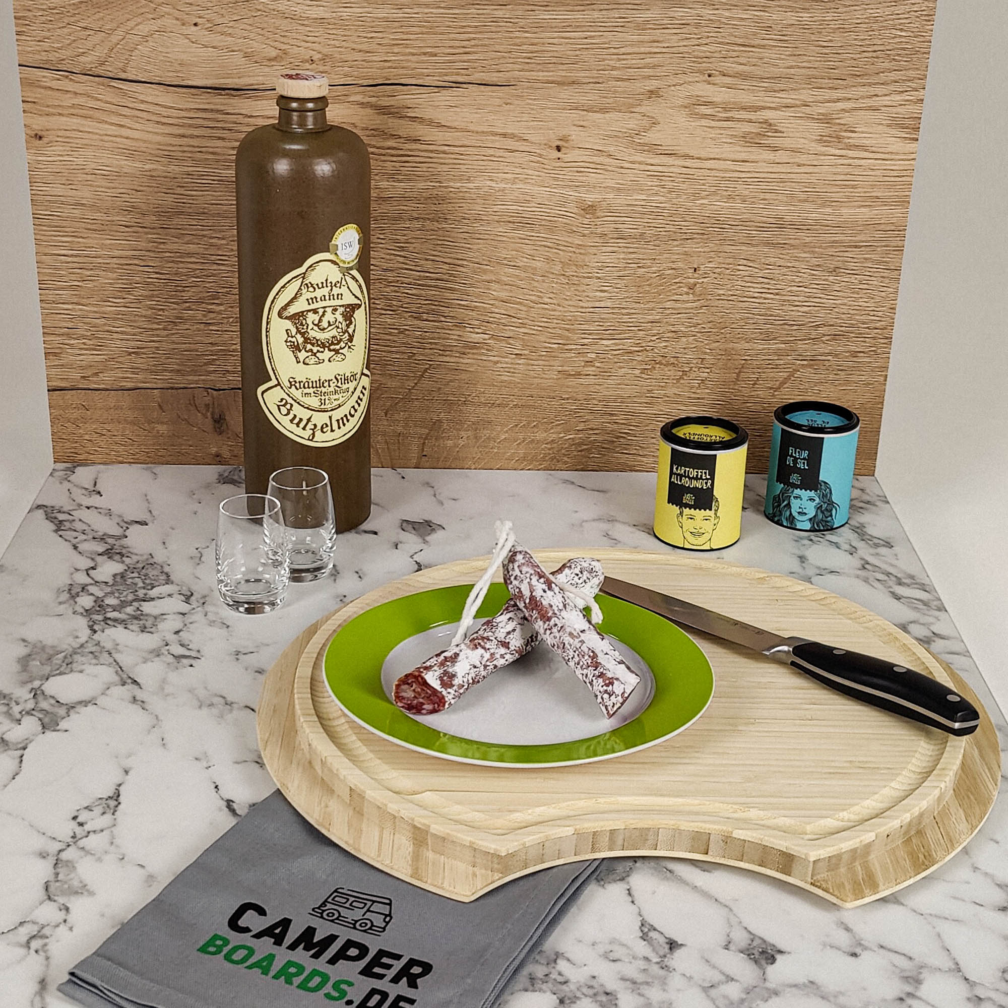 3116-Cutting board with sink cover for Eura Mobil models - Light bamboo
